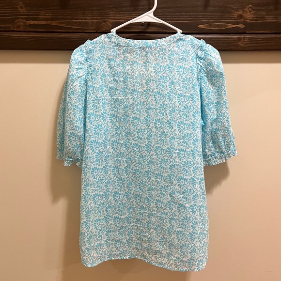 Talbots Blue Puff Sleeve V-Neck Women's Top Size M - Picture 3 of 7